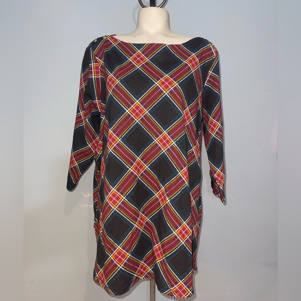 Jessica Howard Womens Plus 3/4 Sleeve Plaid Shift Dress woman’s size 18/20